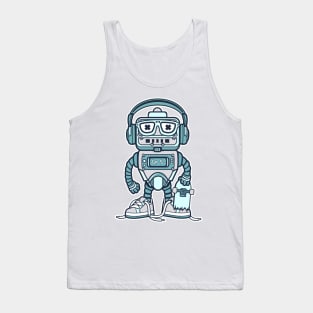 Retro Robot with Skateboard Tank Top